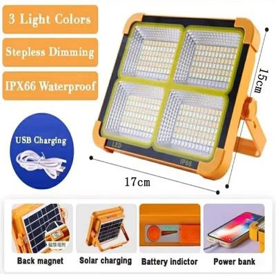 Rechargeable Solar Floodlight Portable Outdoor LED Work Light For Camping, Construction & Emergency Use 1pcs normal Size