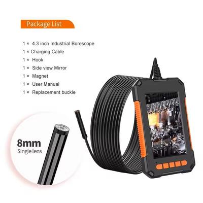 HD Borescope Inspection Camera With 4.3 Inch Screen And Waterproof Probe 8mm Single Lens 5m