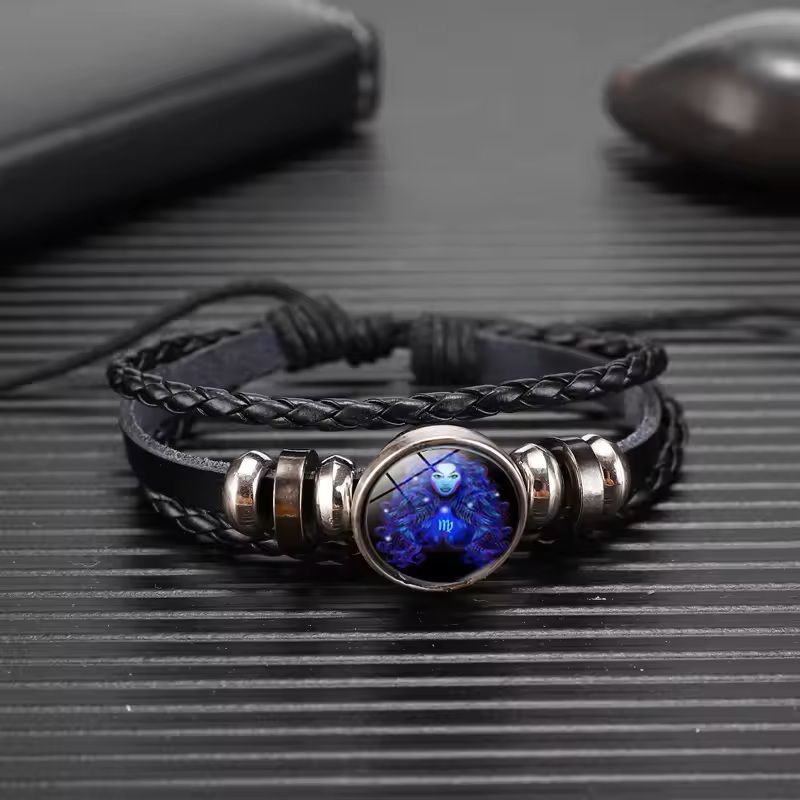 Zodiac Sign Glow Leather Bracelet Multilayer Gift virgo