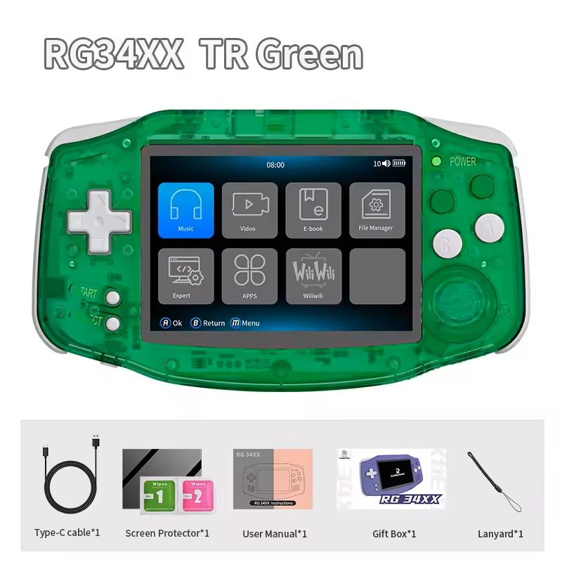 Retro Handheld Game Console With WiFi And TV Output green 64gb