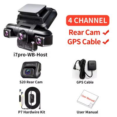 4CH 360 Degree 4K Car Dash Cam With Night Vision And Parking Mode 4 Channel with 128gb Card