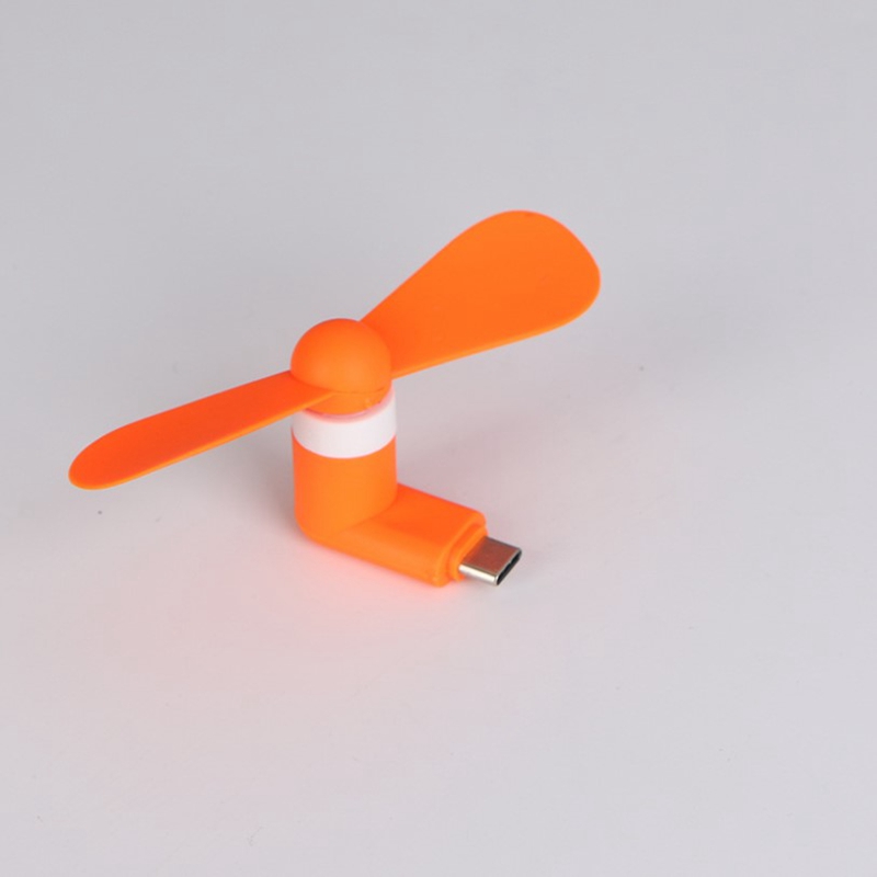Type C Creative Mini Portable Mobile Phone Fan, Micro USB Cooling Fan Gadget For Charging Treasure, Power Bank, Tester orange
