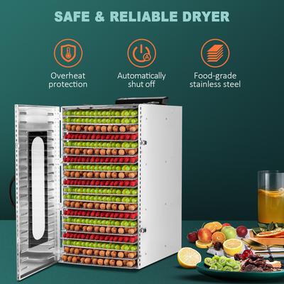 Commercial Stainless Steel Food Dehydrator 20 Trays, Adjustable Timer Jerky & Fruit Dryer For Meat, Beef, Herbs Commercial Stainless Steel Food Dehydrator 20 Trays, Adjustable Timer Jerky & Fruit Dryer For Meat, Beef, Herbs
