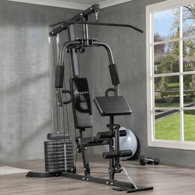 Multifunction Home Gym Equipment Workout Station Weight Stack, Soozier Full Body Strength Training Multifunction Home Gym Equipment Workout Station Weight Stack, Soozier Full Body Strength Training