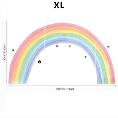 Large Rainbow Pastel Wall Stickers Mural, Nursery Kids Room Wall Decals, Baby Shower Playroom Decorations, Baby Boy Girl rnw02 xl as Picture Shows