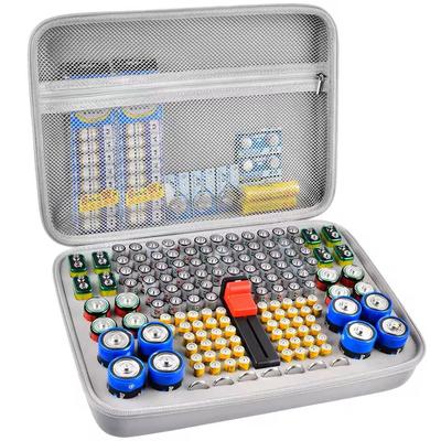 Battery Storage Organizer Case With Tester Compact Battery Holder For AA, AAA, C, D, 9V & Button Cells silver