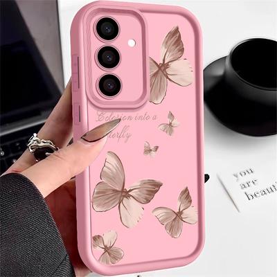 Trendy Gold Butterfly TPU Phone Case Stylish Protective Cover For Samsung Galaxy pink for Samsung A55