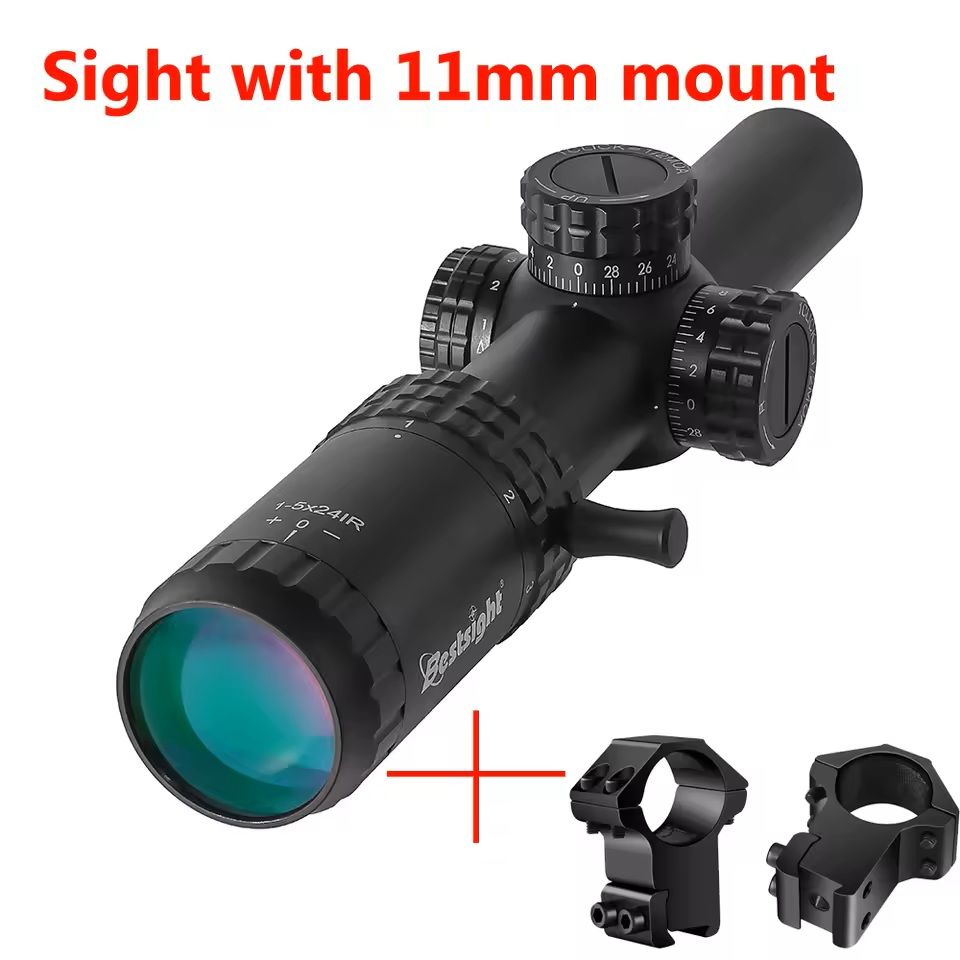1 5x24 Tactical Rifle Scope With Red Green Illuminated Reticle Compact Hunting Sight sight With 11mm