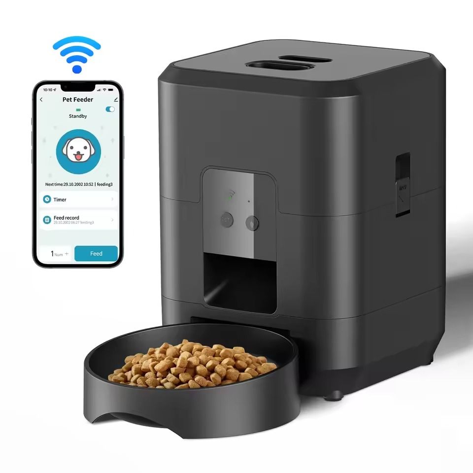 Smart Pet Feeder With Timed Food Dispensing For Cats And Dogs black Wifi Feeder