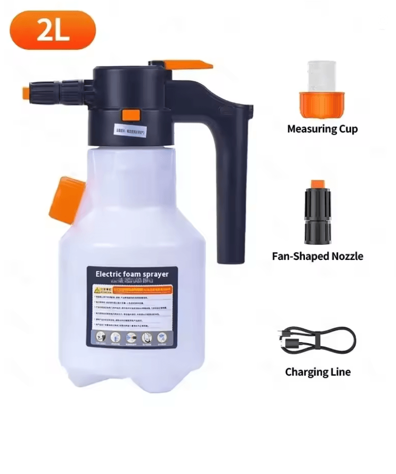 2L Electric Foam Sprayer For Car Wash With Motorized Snow Foam Cannon Function white