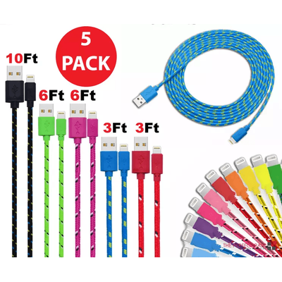 Heavy Duty Pack IPhone Charging Cables, Nylon Braided USB Charger Cord For Apple IPhone iPad, Fast Charge & Data Sync Heavy Duty Pack IPhone Charging Cables, Nylon Braided USB Charger Cord For Apple IPhone iPad, Fast Charge & Data Sync