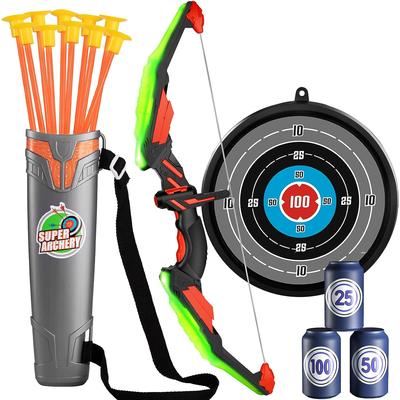 Kids Bow And Arrow Set LED Light Up Toy Archery Set For Outdoor Adventure & Sports Fun green Bow And Arrow