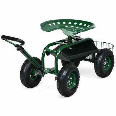 Heavy Duty Garden Cart With Tool Tray, Swivel Seat & Adjustable Handle For Gardening, Farming & Landscaping Heavy Duty Garden Cart With Tool Tray, Swivel Seat & Adjustable Handle For Gardening, Farming & Landscaping