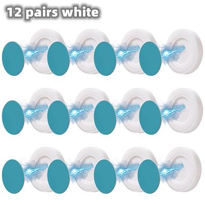 Strong Magnetic Hooks Wall Mount Invisible Holder For Remote, Keys & Fridge Sticker Storage Home Organizer Hooks 12 Pairs White