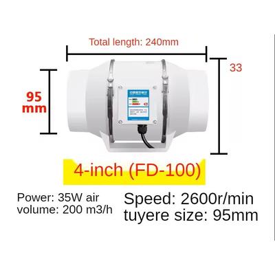 4 Inch Silent Inline Duct Exhaust Fan Bathroom Kitchen Ventilation Extractor uk Adapter 4inch