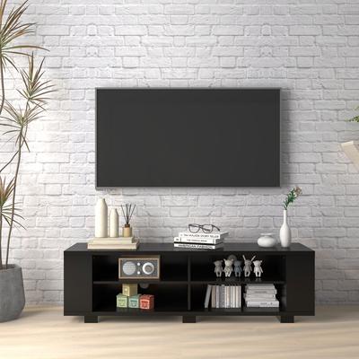 Modern Wooden TV Stand For 65 Inch Flat Screens, 8 Open Shelves For Storage Modern Wooden TV Stand For 65 Inch Flat Screens, 8 Open Shelves For Storage