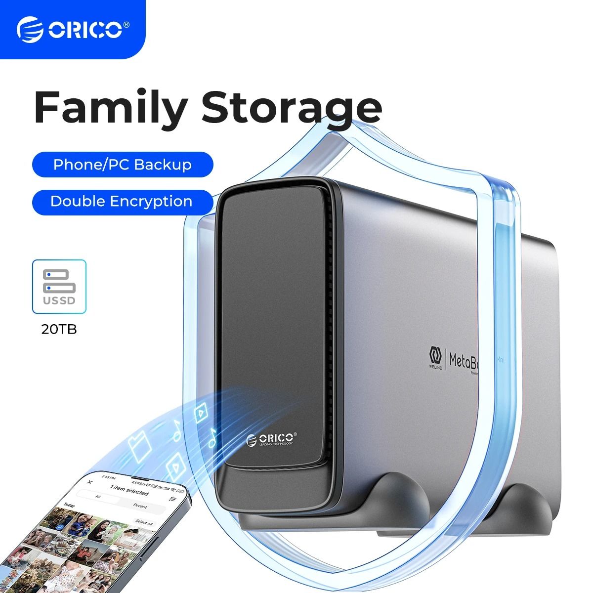 ORICO Mini Type C Network Attached Storage Box Personal Diskless NAS For Automatic Backup And Remote Access eu