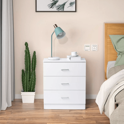 Wooden Nightstand With 3 Drawers Bedside Table Accent For Bedroom Storage Chest Of Dresser, Durable White Wood Cabinet Wooden Nightstand With 3 Drawers Bedside Table Accent For Bedroom Storage Chest Of Dresser, Durable White Wood Cabinet