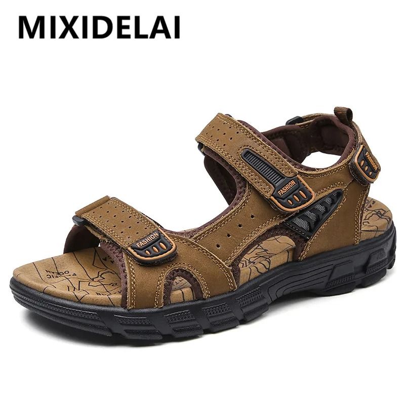 Mens Genuine Leather Summer Sandals For Outdoor Comfort 10 black