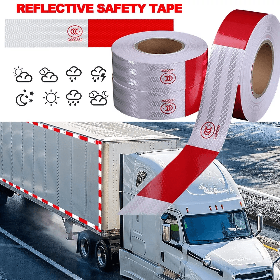 Red White Reflective Conspicuity Tape For Trailer Safety, Warning Sign Auto Truck Strip With Waterproof Adhesive Red White Reflective Conspicuity Tape For Trailer Safety, Warning Sign Auto Truck Strip With Waterproof Adhesive