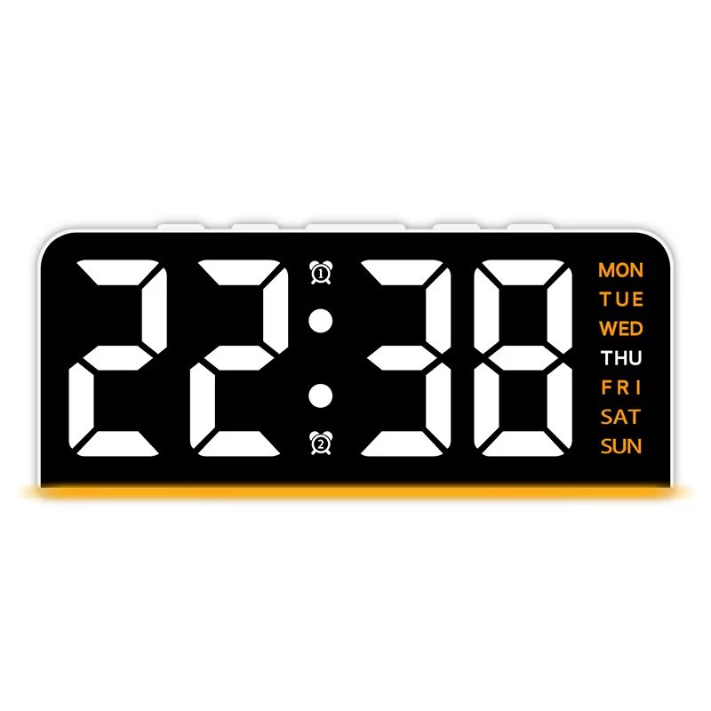 Modern LED Digital Alarm Clock With Temperature Display And Night Light Sleek Desktop Clock For Bedrooms & Offices black Shell orange