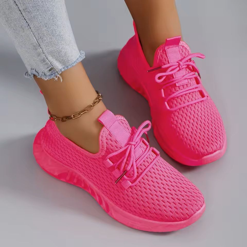 Womens Breathable Mesh Flat Shoes For Summer Walking And Casual Wear 40(us 8) navy Blue