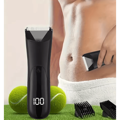 Men's Electric Body Hair Trimmer For Groin Beard Chest And Full Body Grooming black