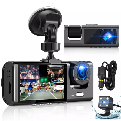 3 Lens Car DVR Dash Cam 1080P Front Inside Rear Camera Video Recorder With G Sensor Night Vision And Parking Monitor 3 Lens Car DVR Dash Cam 1080P Front Inside Rear Camera Video Recorder With G Sensor Night Vision And Parking Monitor