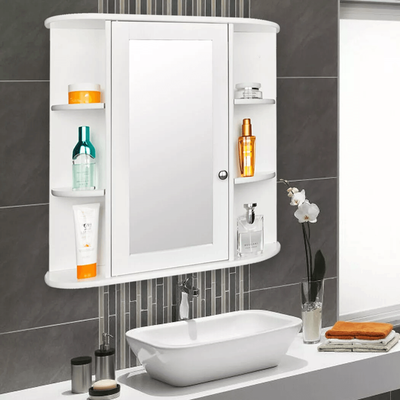 Wall Mounted Bathroom Medicine Cabinet With Mirror Door And Adjustable Shelf, White Storage Organizer For Small Spaces Wall Mounted Bathroom Medicine Cabinet With Mirror Door And Adjustable Shelf, White Storage Organizer For Small Spaces