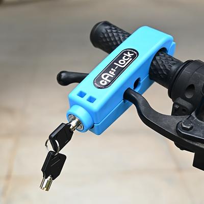Anti Theft Lock Set For Mini Electric Vehicle Bike, Handlebar Throttle Lock With Cycling Horn For E Scooter, Motorcycle blue