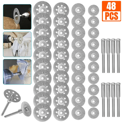 48x Diamond Cutting Wheels For Dremel Rotary Tool, Metal Cut Off Disc Set With Mandrels For Grinder, Cutting, Carving 48x Diamond Cutting Wheels For Dremel Rotary Tool, Metal Cut Off Disc Set With Mandrels For Grinder, Cutting, Carving