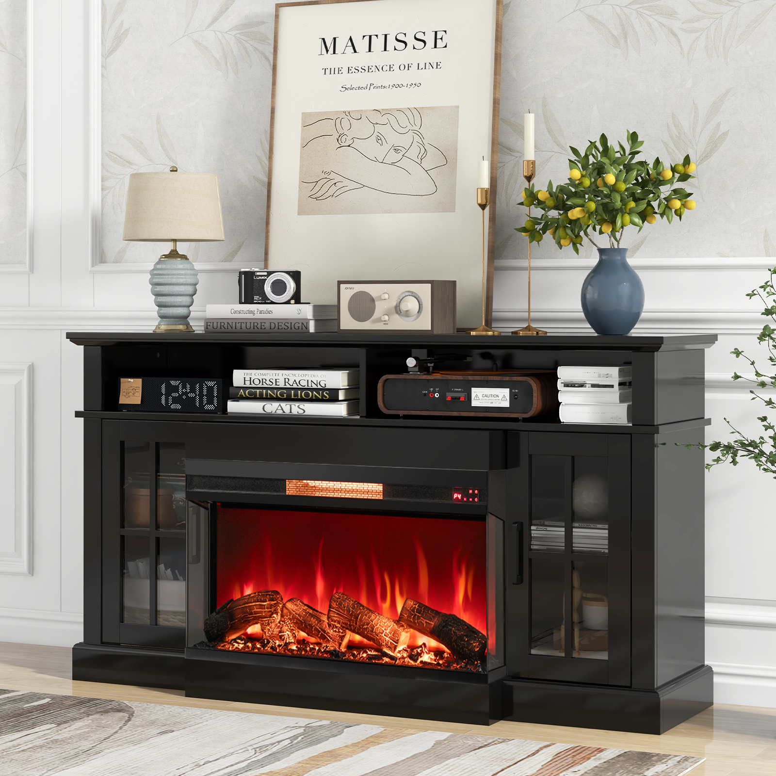 36 Inch 3 Sided 1500W Electric Fireplace With 7 Color Flame Adjustable Heating & Realistic Ambiance 36 Inch 3 Sided 1500W Electric Fireplace With 7 Color Flame Adjustable Heating & Realistic Ambiance