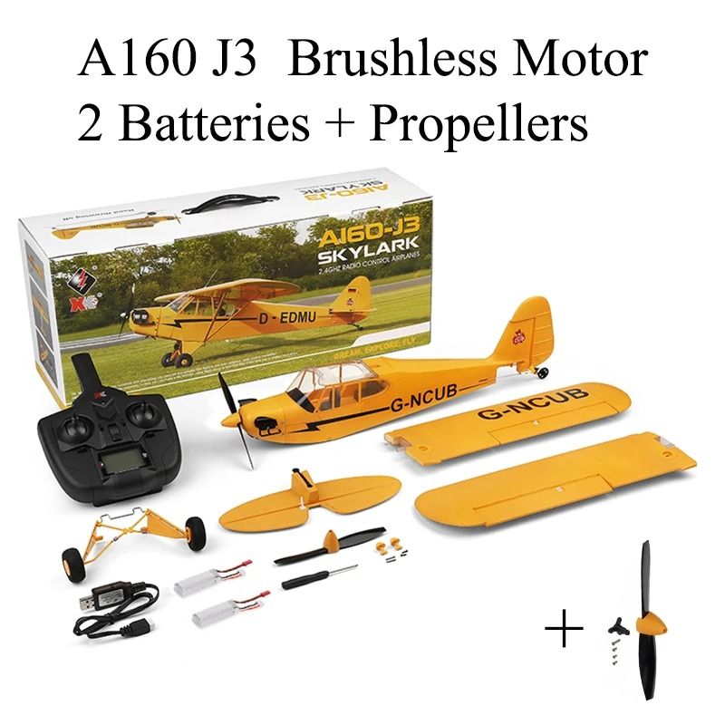 Hot Sale RC Plane RTF 2.4G Brushless Motor Remote Control Airplane Wltoys A160 Upgraded J3 CUB Ready To Fly version 3