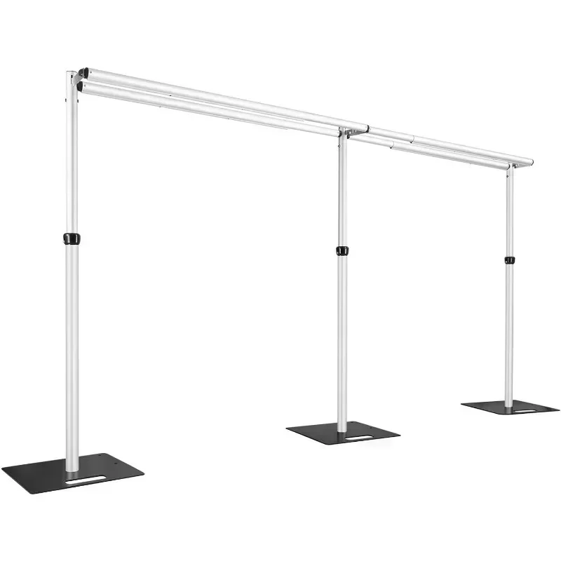Portable Double Crossbar Pipe & Drape Backdrop Stand Kit, Wedding Curtain Display Aluminum Pipe Frame For Event Centers 10x20ft(3x6m)