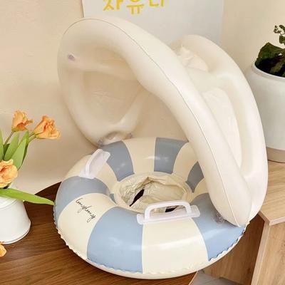 Rooxin Baby Pool Float With Canopy Secure & Comfy Swim Ring For Toddlers blue With Removable Shade