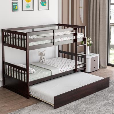 Twin Bunk Bed With Trundle Space Saving Kids Bed With Built In Ladder Twin Bunk Bed With Trundle Space Saving Kids Bed With Built In Ladder
