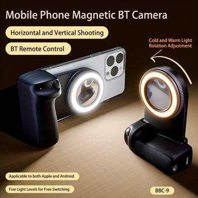 MagSafe Smartphone Camera Shutter Grip Bluetooth Selfie Handle Stabilizer With Fill Light For IPhone Android Photography MagSafe Smartphone Camera Shutter Grip Bluetooth Selfie Handle Stabilizer With Fill Light For IPhone Android Photography