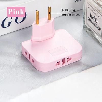 Power Strip Multiprise , Extension Socket With Rotating Adapter, European Electrical Outlet Splitter pink 1pcs