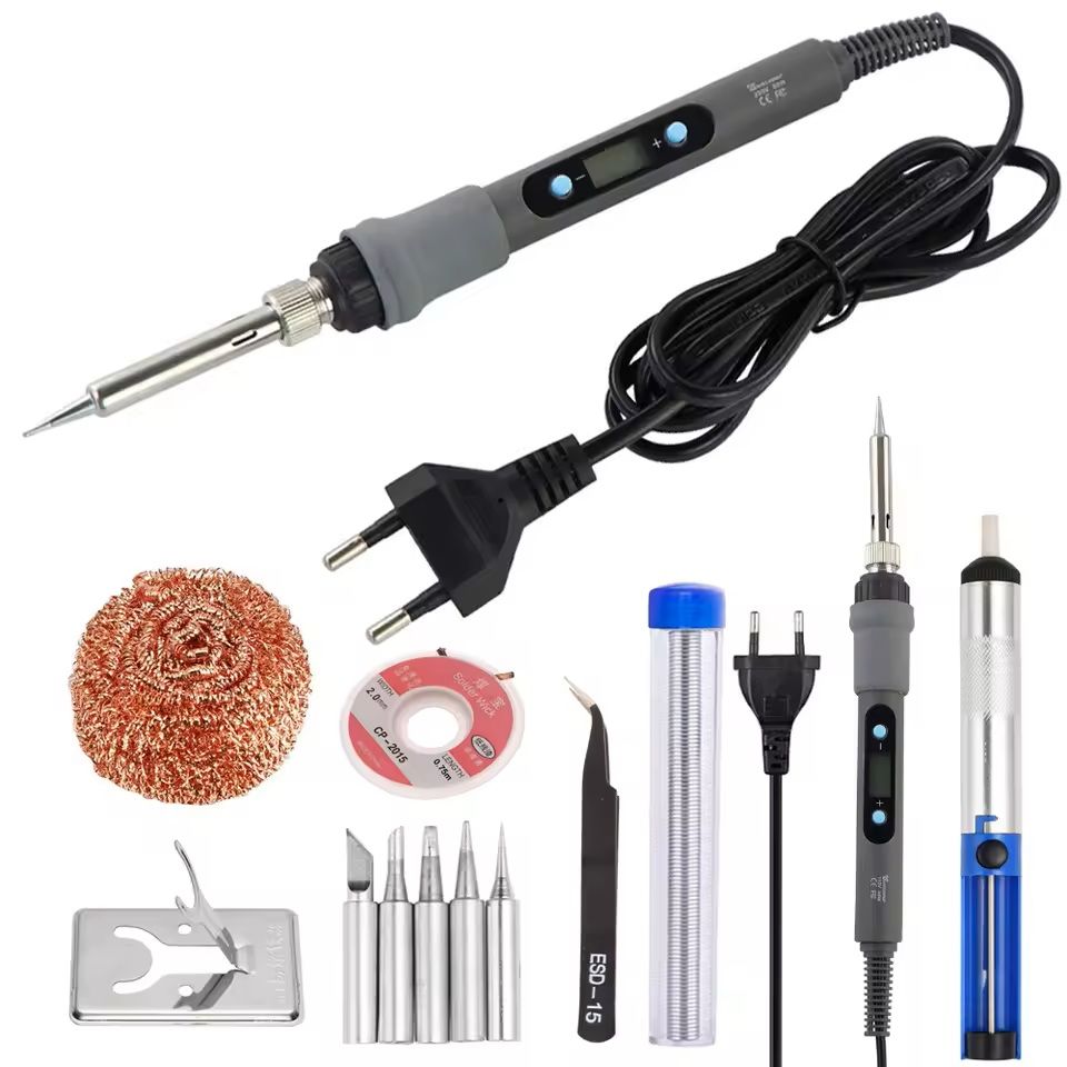 Digital Soldering Iron Kit With Adjustable Temperature And Display For Electronic Repairs 220v Eu Plug 80w Set 1