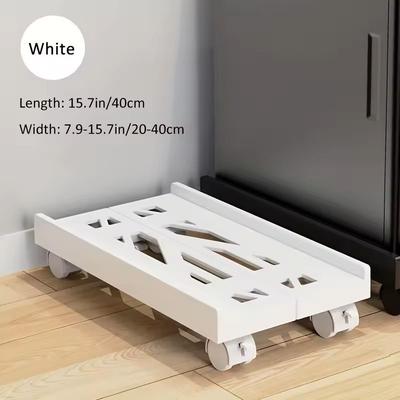 Adjustable Rolling CPU Stand Ventilated PC Tower Cart With Caster Wheels For Under Desk Setup white