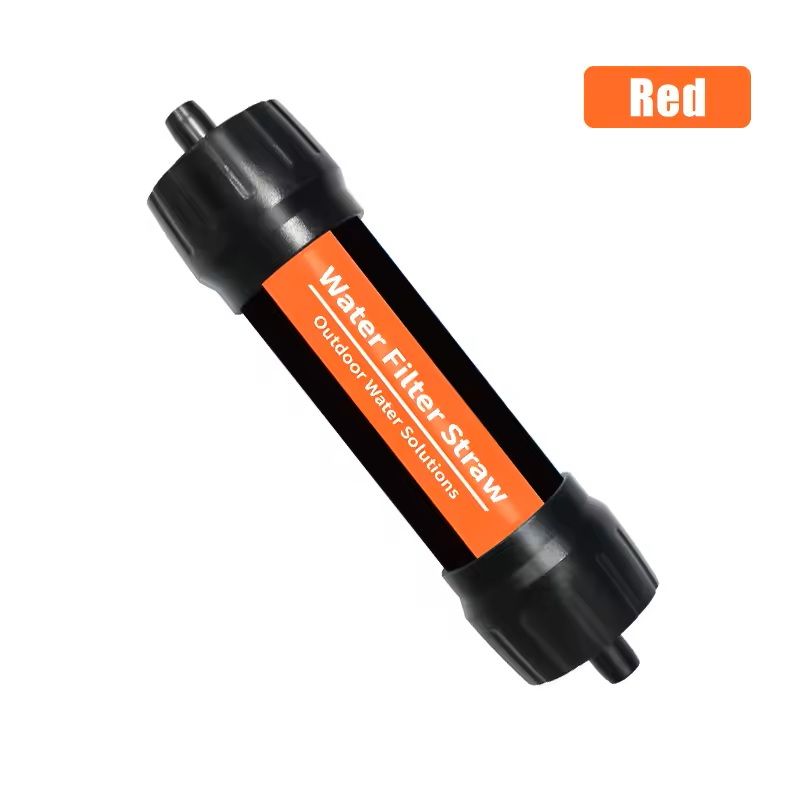 Mini Portable Water Filter Straw Emergency Purifier red