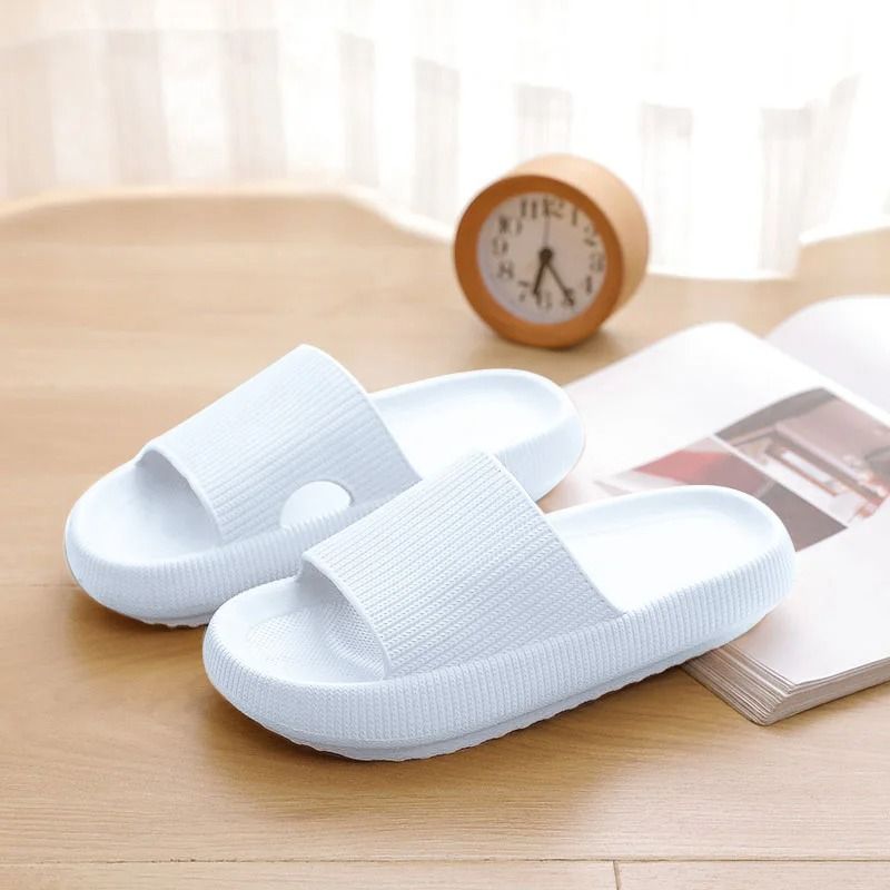 Women Cloud Platform Slippers With Soft EVA Sole For Indoor And Beach Wear us 9 white