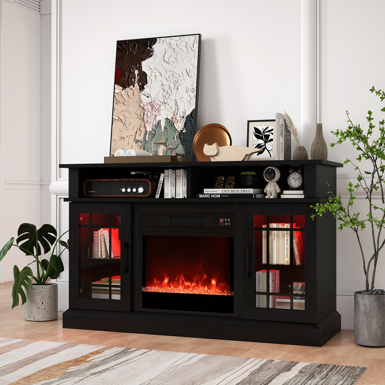 TV Stand With Electric Fireplace, LED Lights & Remote Control For TVs Up To 40 Inch TV Stand With Electric Fireplace, LED Lights & Remote Control For TVs Up To 40 Inch