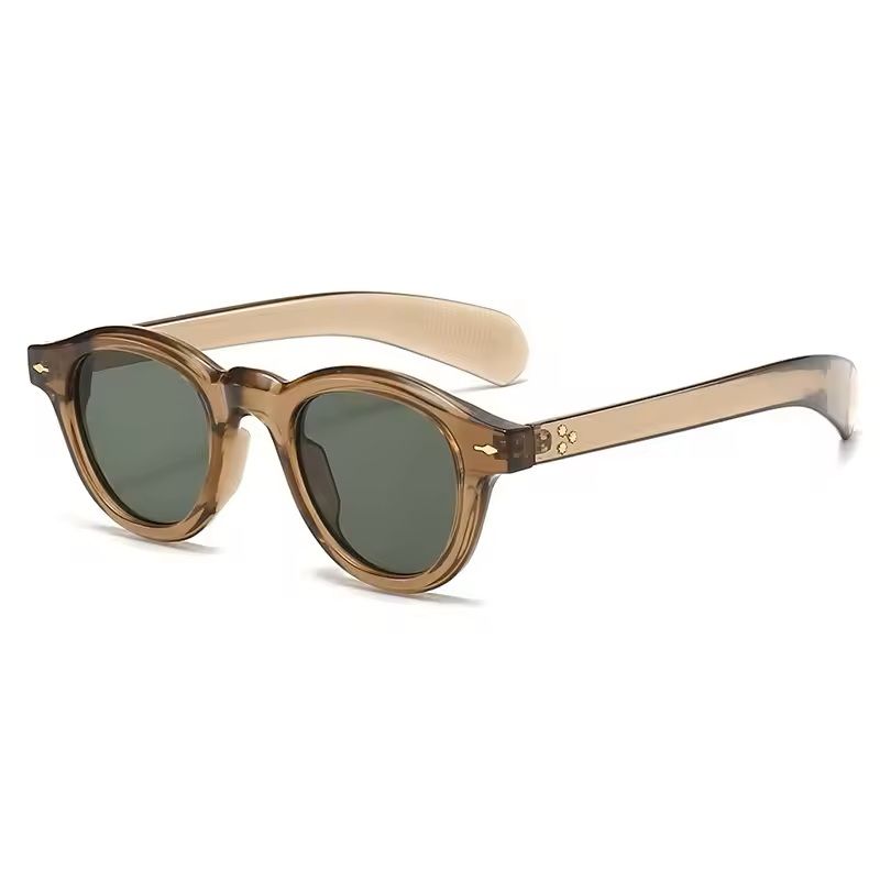 Small Round Retro Sunglasses UV400 Clear Lens Punk Style olive Green