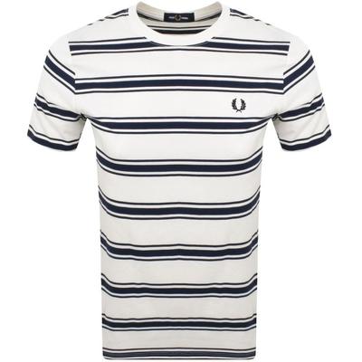 Sport Fine Stripe T Shirt - White - Fred Perry T-Shirts