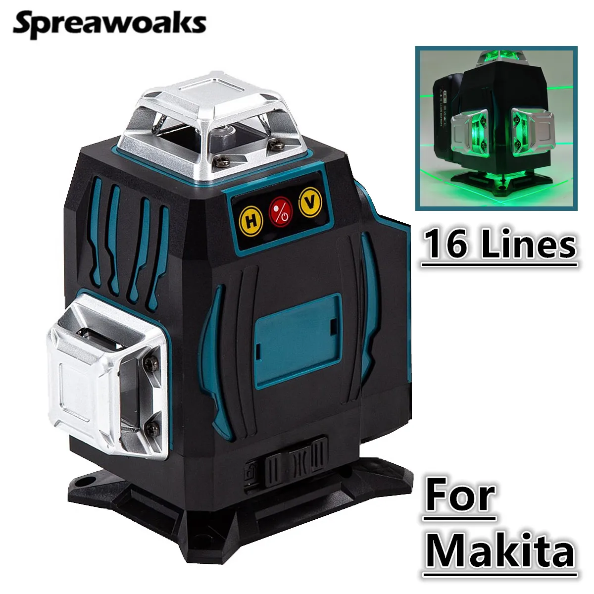 4D 16 Linien Laser Level 360 ° Horizontales und vertikales, selbstnivellierendes professionelles Laser-Nivelliergerät für 18-V-Akku von Makita Image