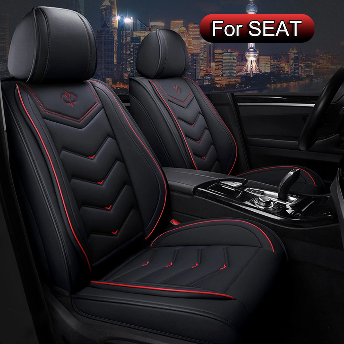 Autositzbezüge Komplettset Leder, Universelle Leder Sitzbezüge auto, Passend für SEAT Leon, Ibiza, Arona, Ateca, Tarraco, Cupra Formentor Image