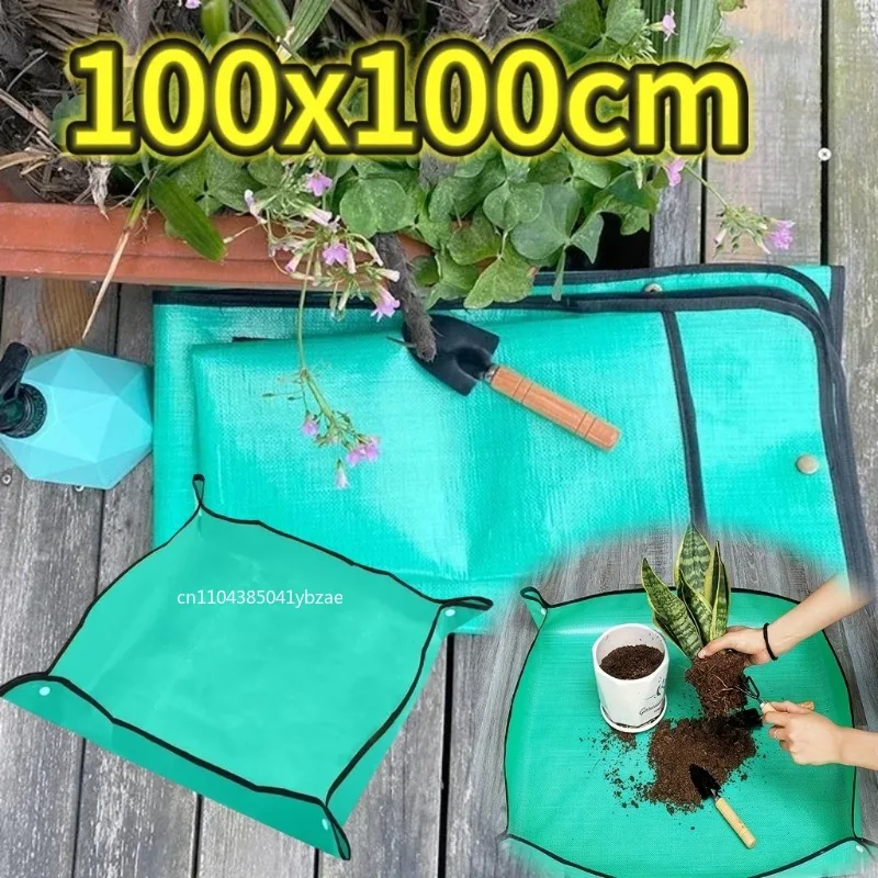 Gartenmatte, quadratische Pflanzenunterlage, wasserdicht, zum Umpflanzen von Blumentöpfen, Blumentopfmatte, faltbar, für den Garten, Umtopfen, Anti-Schmutz-Plane Image