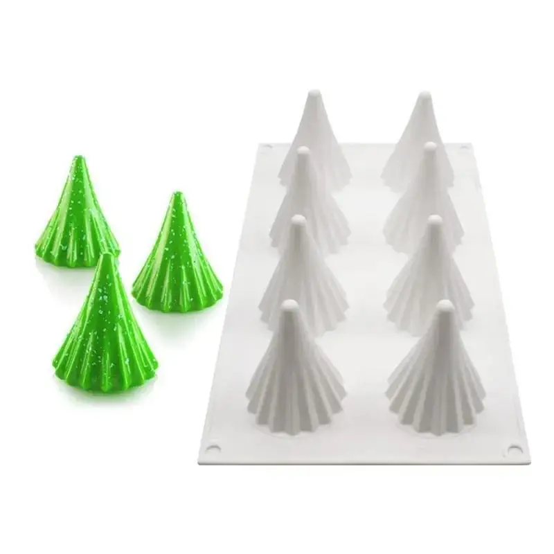 8-Loch Weihnachtsbaum Silikonform Zuckerguss Keks Aromatherapie Kerzenform DIY Französische Weihnachtsmousse Schokoladenbaumform Image