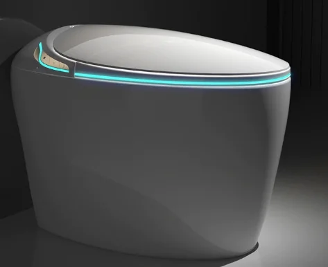 Eiförmige Smart-Toilette Vollautomatisches Intelligentes Bidet Integriertes Einteiliges Keramik-WC Beheizter Sitz Fußsensor Spülung Image